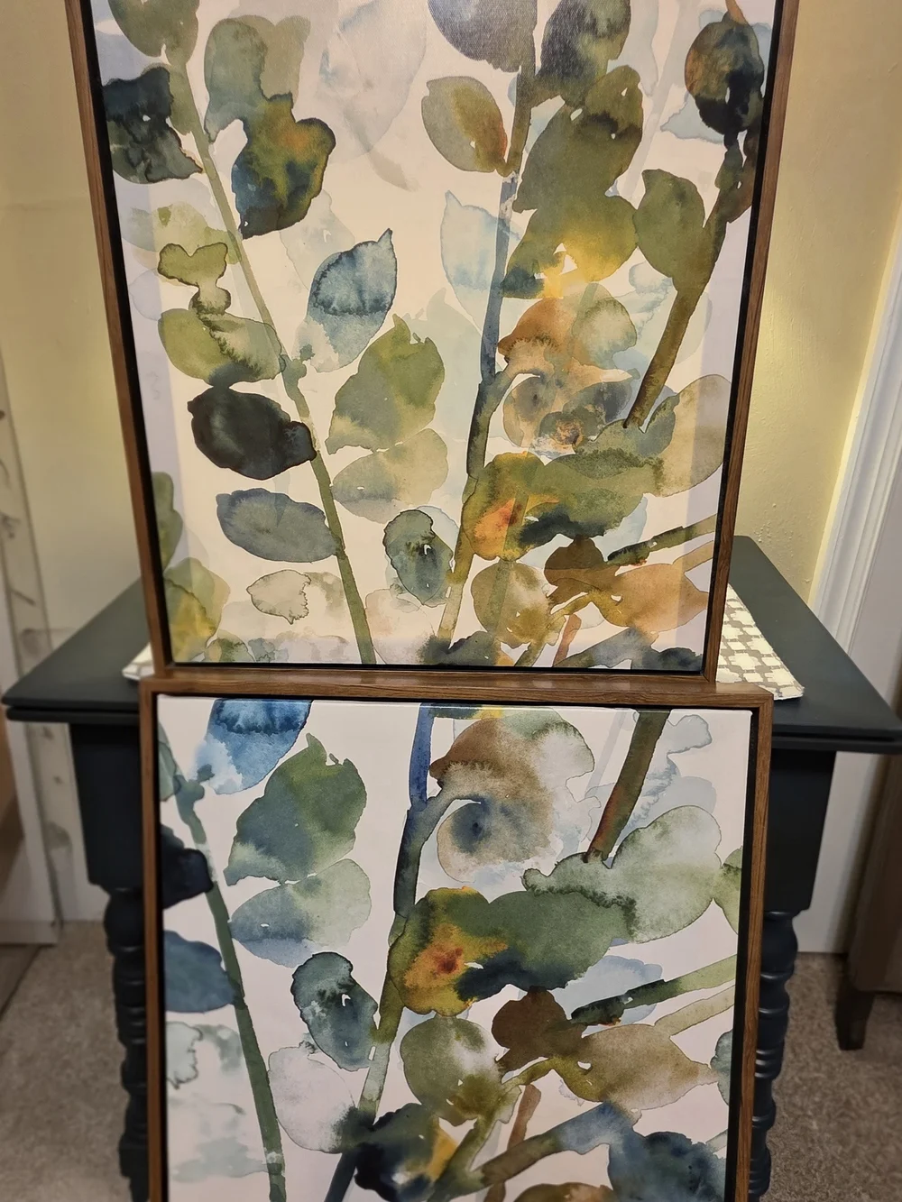 Green and Blue Botanical Wall Art - Framed Watercolor Prints